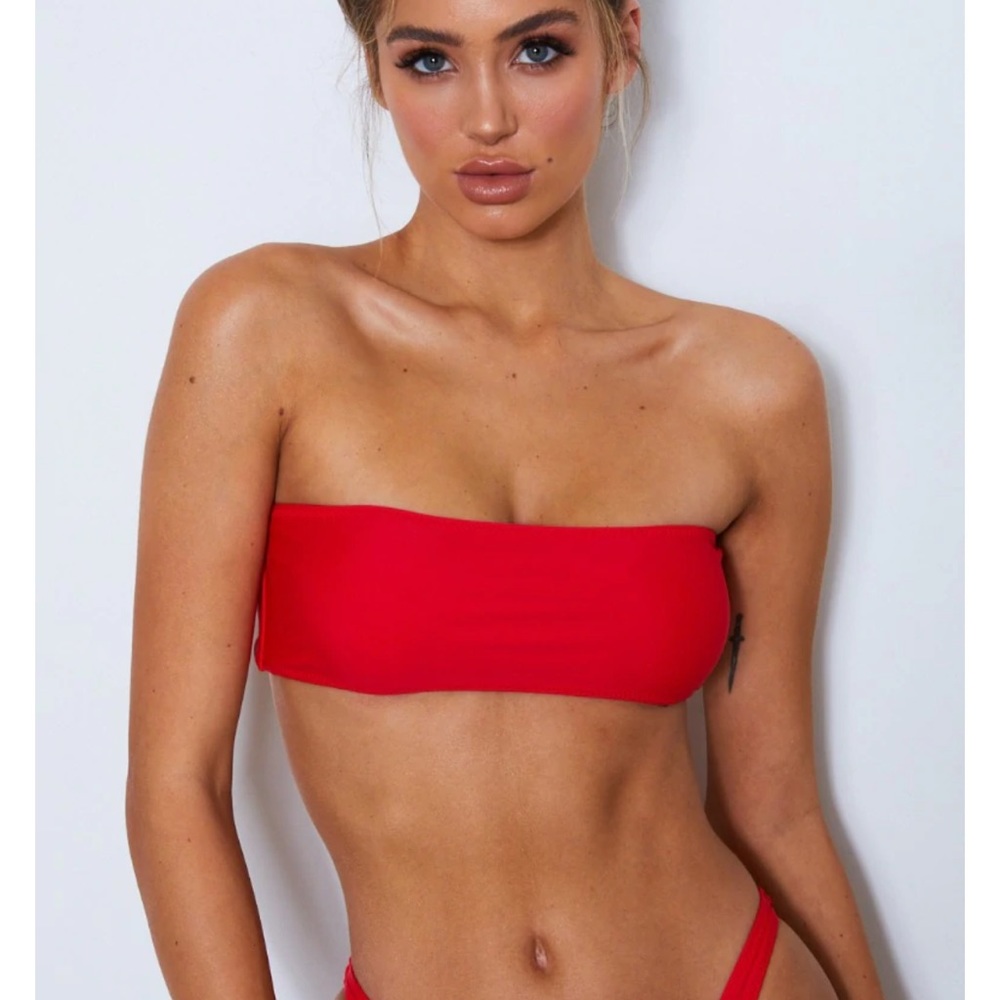 White Fox Boutique Red Bandeau Bikini